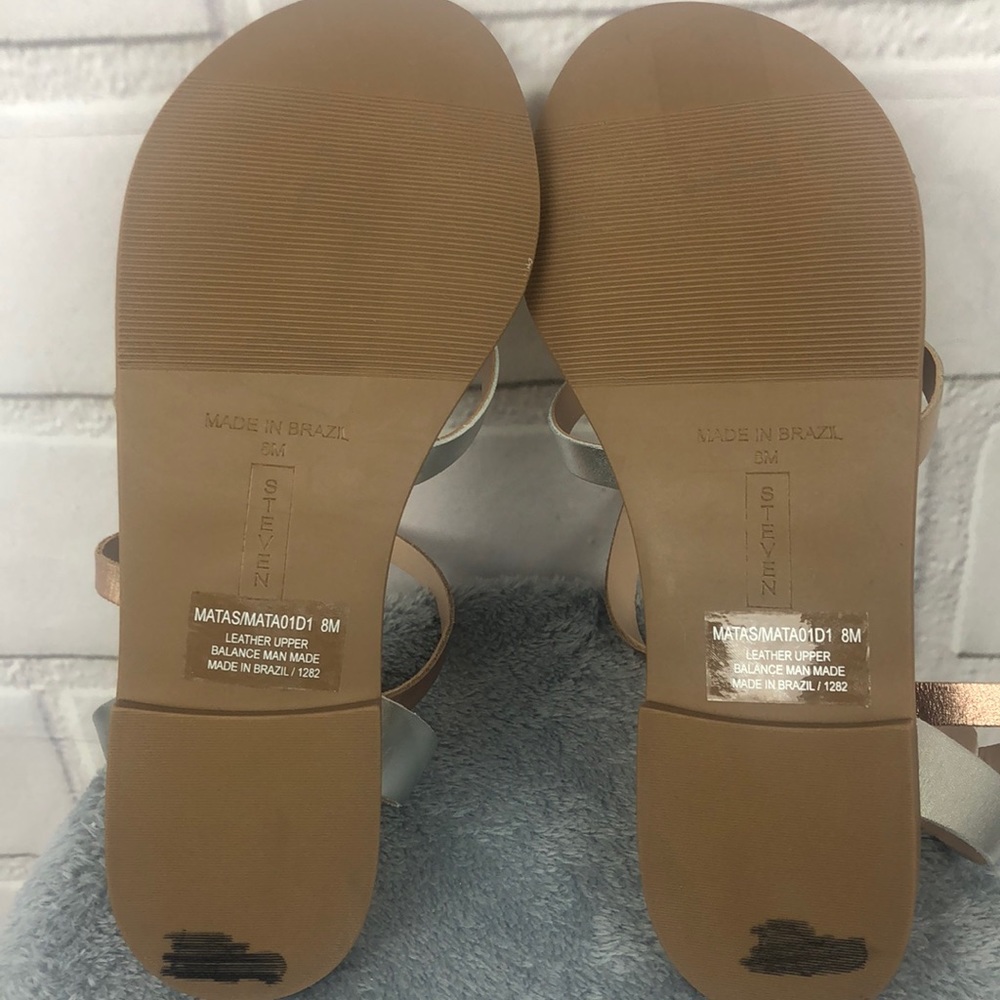 Matas Metallic Leather Flat Ankle Strap Sandals - Picture 8 of 8